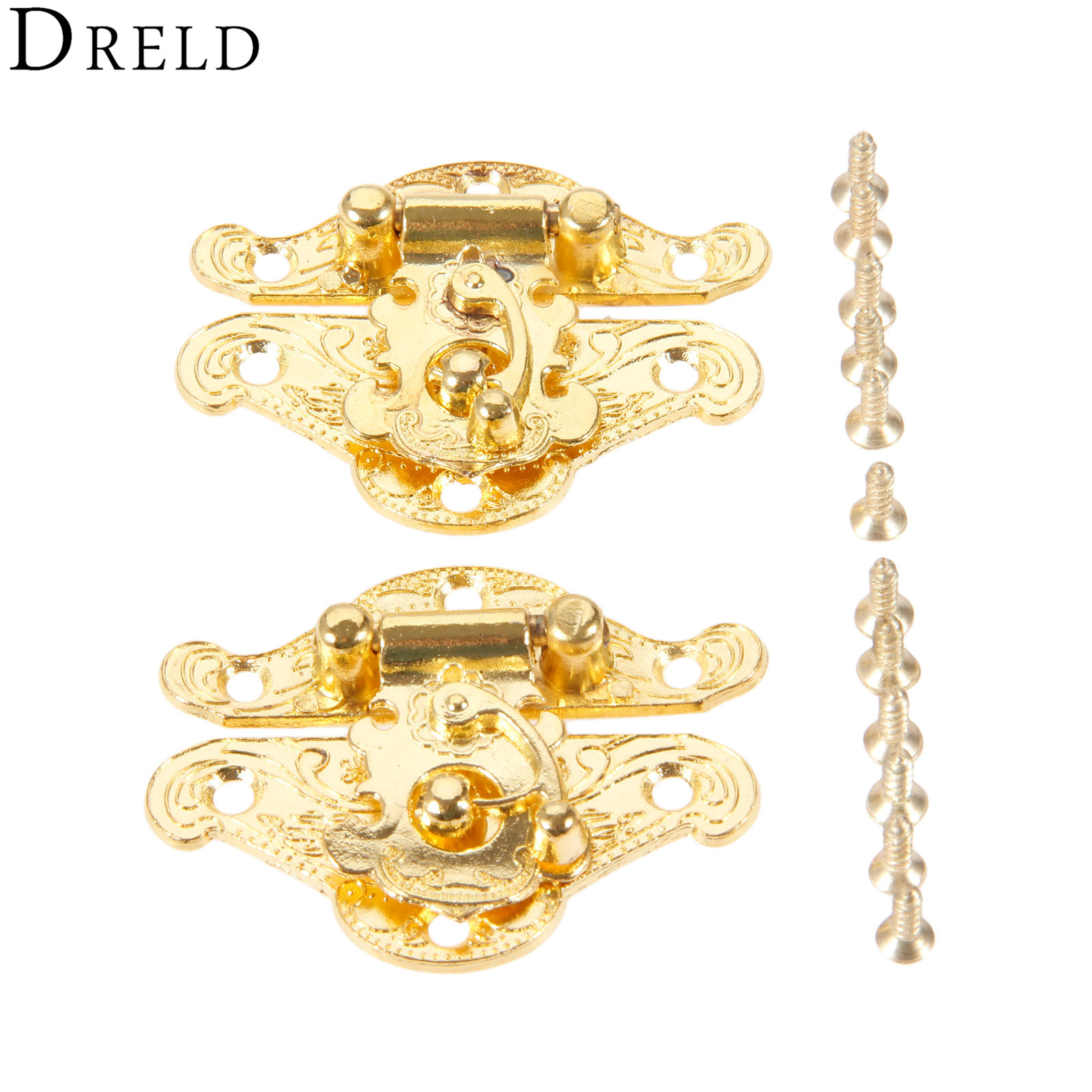 Furniture Interlocking Hardware - DRELD-Loquets dorés antiques pour boîte à